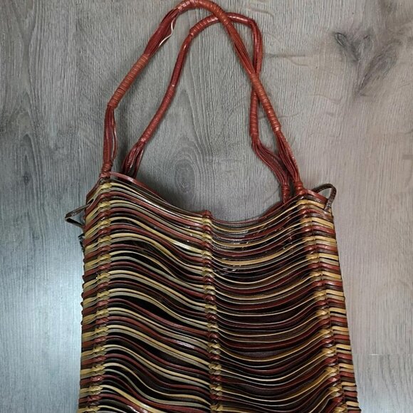 Handmade Striped Vintage Leather ***HOST PICK***  Boho Bucket Tote Bag - Picture 7 of 15